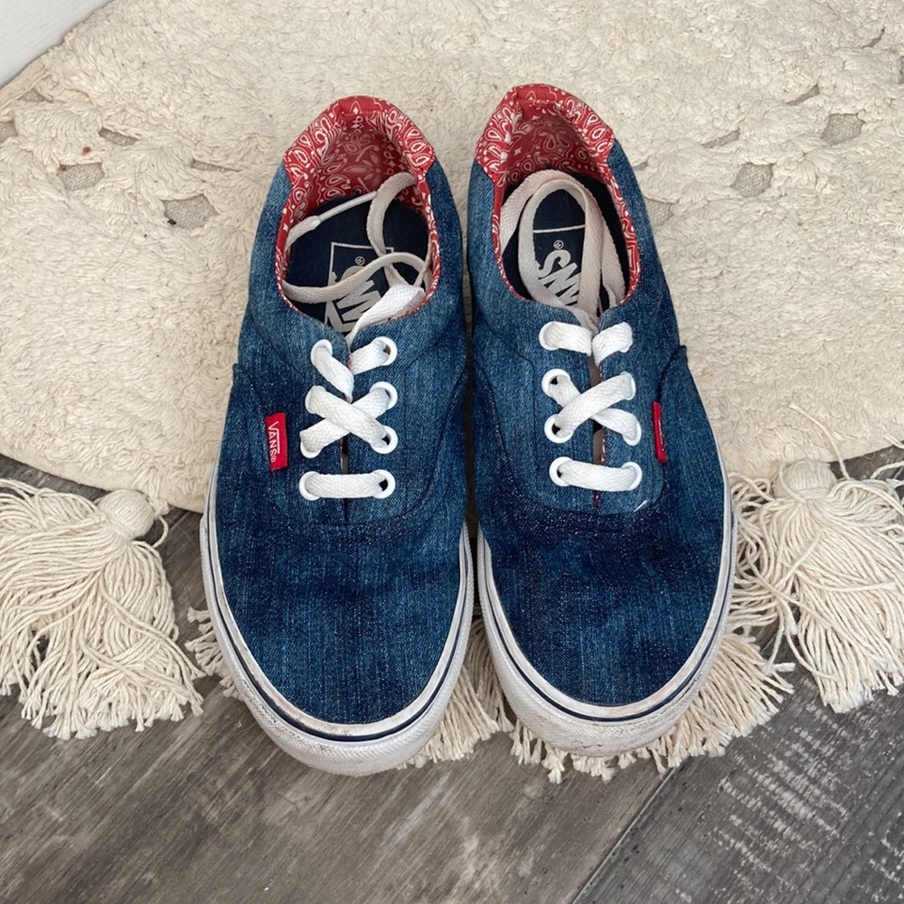 Vans Era Classic Denim and Red Bandana Shoes